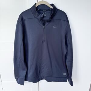Nike‎ Mens Black 1/4 Zip Fleece Pullover Golf Dri Fit Men's LARGE